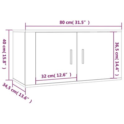 vidaXL Meubles TV muraux 2 pcs gris béton 80x34,5x40 cm