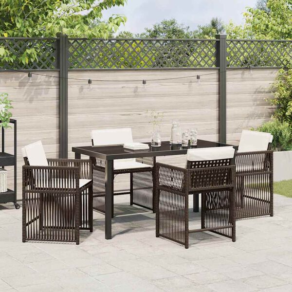 vidaXL Ensemble de salle &agrave; manger pour jardin 5 pcs Marron polyrotin