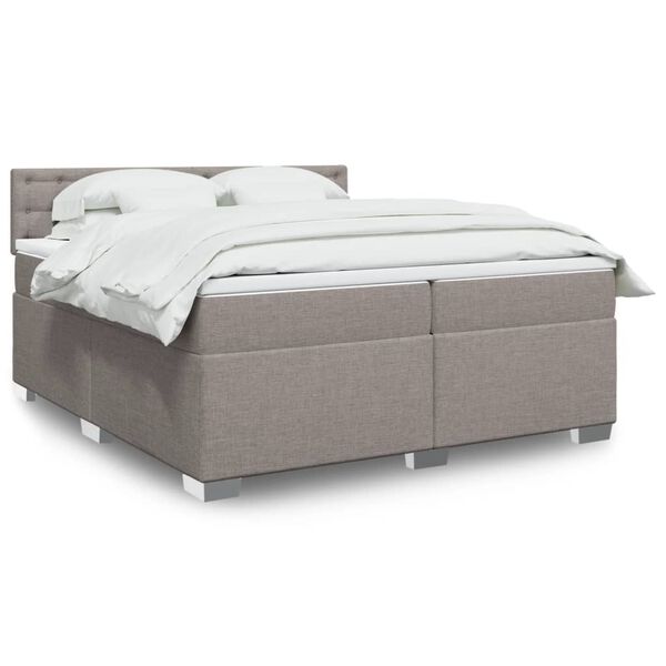 vidaXL Sommier &agrave; lattes de lit avec matelas Taupe 200x200 cm Tissu