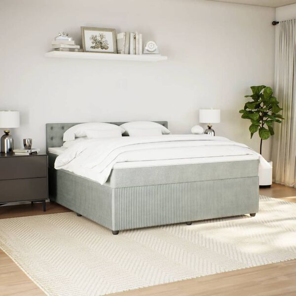 vidaXL Sommier &agrave; lattes de lit et matelas Gris clair 180x200cm Velours