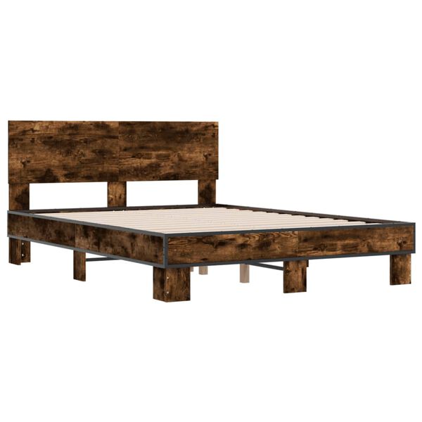 vidaXL Cadre de lit sans matelas ch&ecirc;ne fum&eacute; 140x190 cm