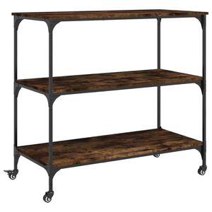 vidaXL Chariot de cuisine ch&ecirc;ne fum&eacute; 102x50x95 cm bois d'ing&eacute;nierie