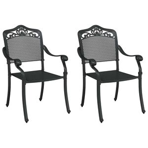 vidaXL Chaise de jardin 2 pcs Noir 55 x 55 x 92,5cm Aluminium