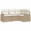 vidaXL Ensemble de canap&eacute; de jardin 4 pc Beige et blanc polyrotin