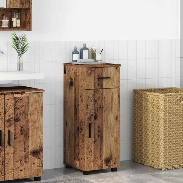 vidaXL Cabinet de salle de bain avec porte Bois Ancien 30 x 35 x 80 cm