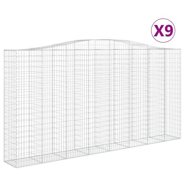 vidaXL Paniers &agrave; gabions arqu&eacute;s 9 pcs 400x50x200/220 cm Fer galvanis&eacute;