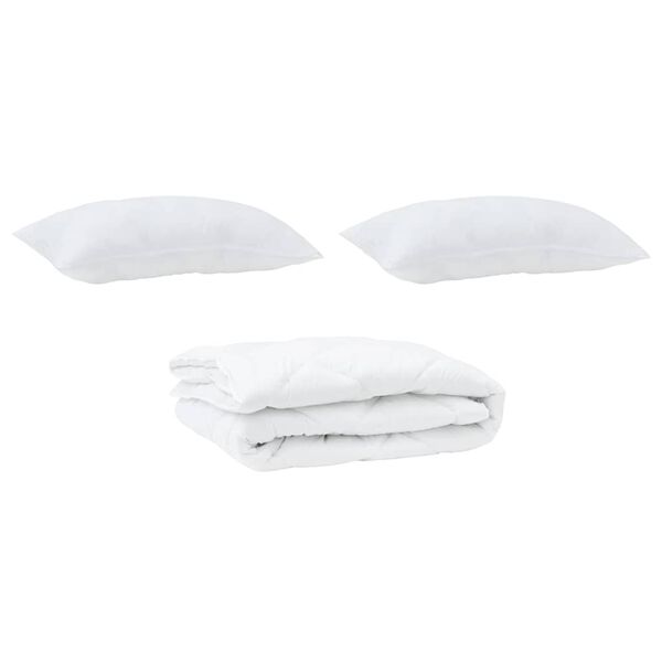vidaXL Couette avec oreiller 3 pcs Blanc Microfibre
