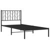 vidaXL Cadre de lit m&eacute;tal sans matelas avec t&ecirc;te de lit noir 90x200 cm