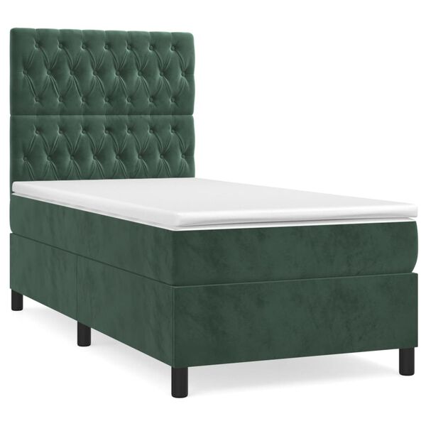 vidaXL Sommier &agrave; lattes de lit avec matelas Vert fonc&eacute; 90x190 cm