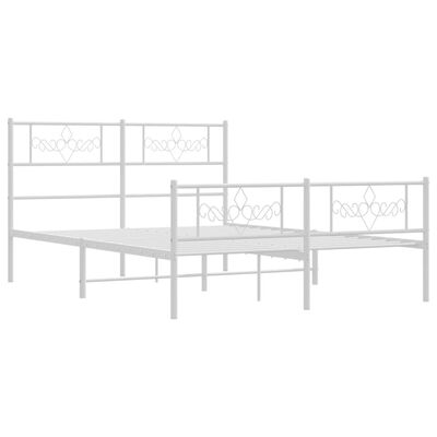 vidaXL Cadre de lit métal sans matelas et pied de lit blanc 120x190 cm