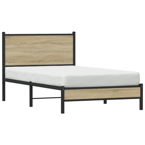 vidaXL Cadre de lit en m&eacute;tal sans matelas ch&ecirc;ne sonoma 100x190 cm