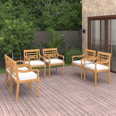 vidaXL Chaises Batavia 6 pcs avec coussins Bois de teck solide