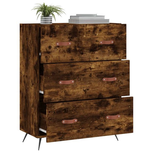 vidaXL Commode chêne fumé 69,5 x 34 x 90 cm bois d'ingénierie