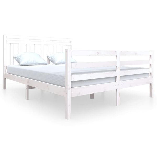 vidaXL Cadre de lit sans matelas blanc bois de pin massif