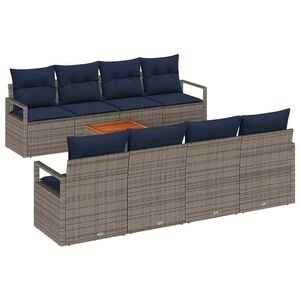vidaXL Ensemble de canap&eacute; de jardin 9 pc Gris polyrotin