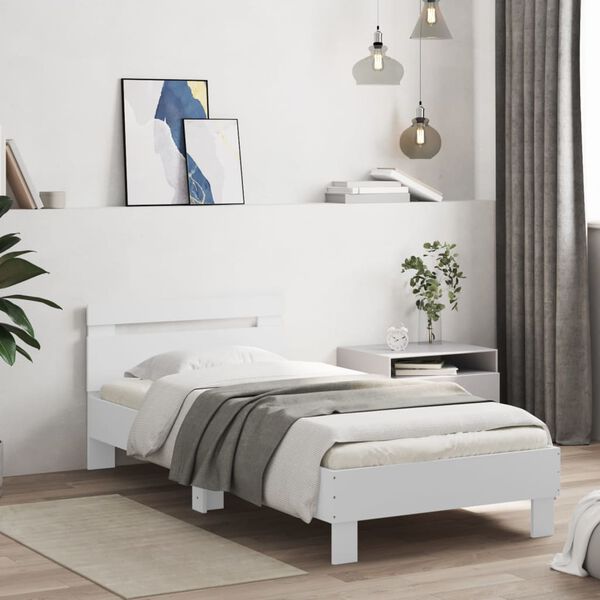 vidaXL Cadre de lit sans matelas avec tête de lit blanc 90x190 cm