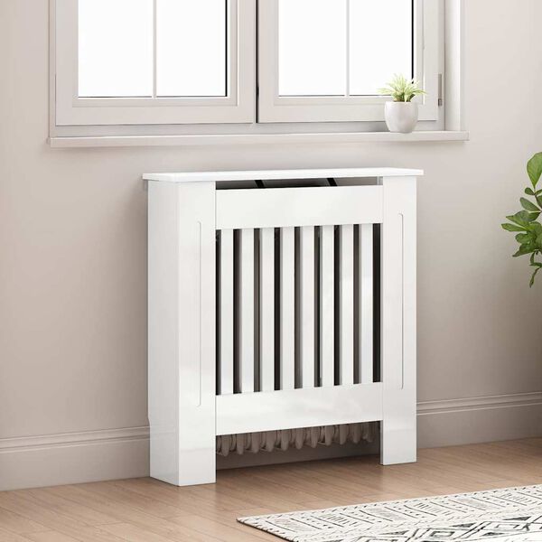 vidaXL Cache-Radiateur Blanc brillant 78 x 19 x 81,5 cm