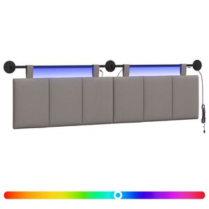 vidaXL T&ecirc;te de lit suspendue Avec lumi&egrave;re LED Taupe Tissu