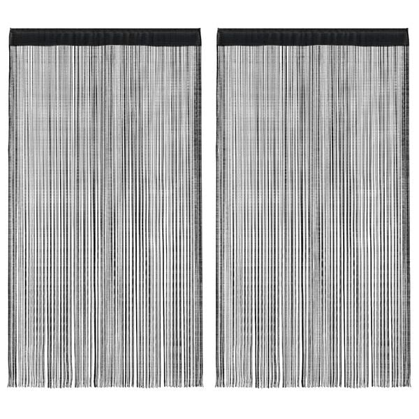vidaXL Rideau en fils 2 pcs 140 x 250 cm Noir