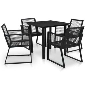 vidaXL Ensemble &agrave; manger d'ext&eacute;rieur 5 pcs Rotin PVC Noir