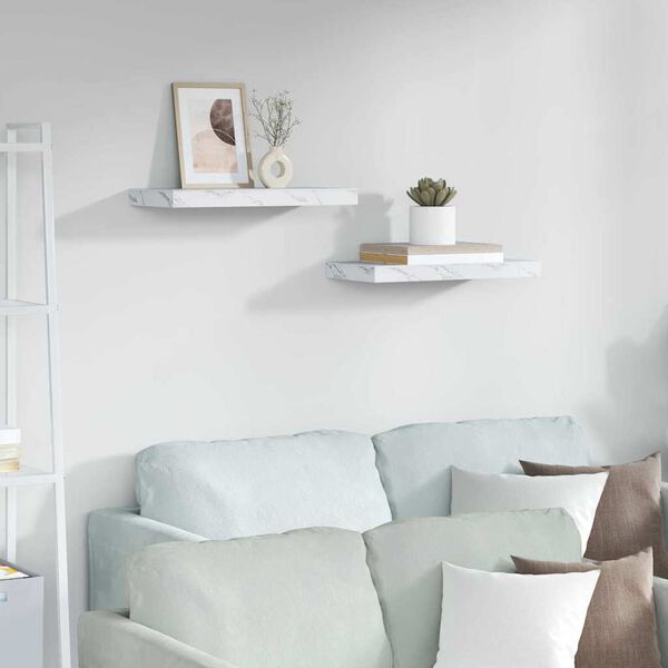 vidaXL &Eacute;tag&egrave;re Murale 2 pcs Marbre blanc 50 x 23,5 x 4 cm