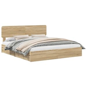 vidaXL Lit de Rangement Ch&ecirc;ne Sonoma 180 x 200 cm Bois d'ing&eacute;nierie