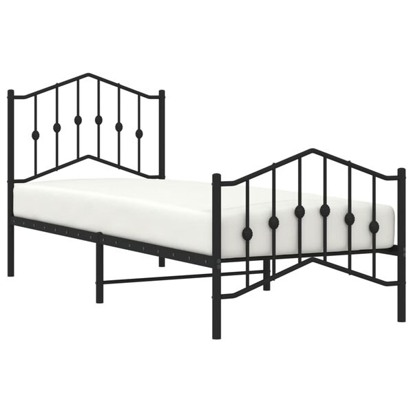 vidaXL Cadre de lit métal sans matelas avec pied de lit noir 90x190 cm
