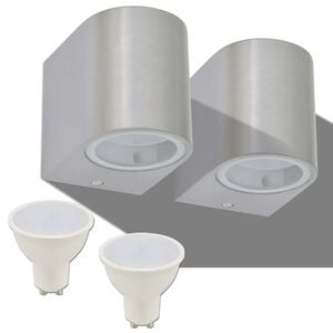 vidaXL Applique murale LED d'ext&eacute;rieur 2 pi&egrave;ces Ronde vers le bas