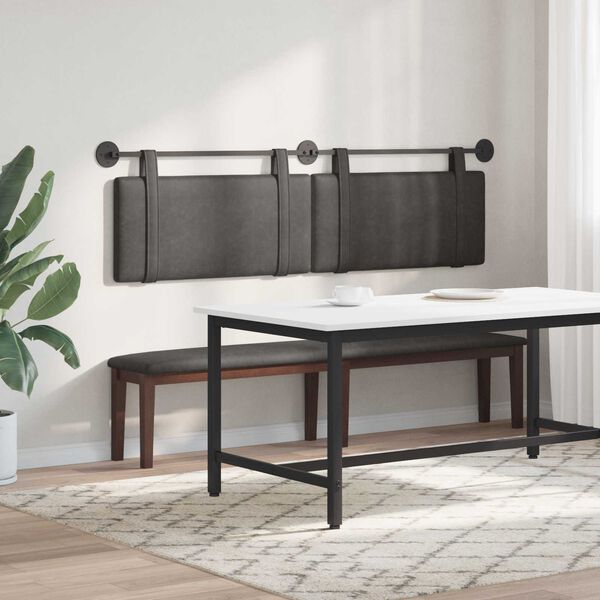 vidaXL T&ecirc;te de lit suspendue Uni Noir 190 x 55 x 5 cm PU antique