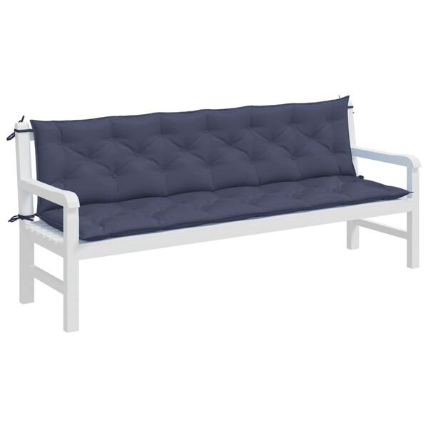 vidaXL Coussins de banc de jardin lot de 2 bleu marine 200x50x7 cm