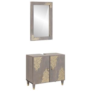 vidaXL Ensemble de Meubles de Salle de Bain Montage mural 2 pcs Gris