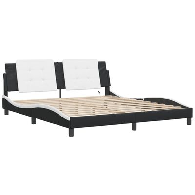 vidaXL Cadre de lit avec LED sans matelas noir et blanc 180x200 cm