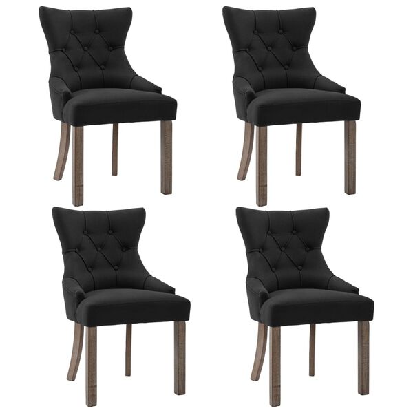 vidaXL Chaises à manger lot de 4 noir tissu