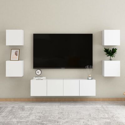 vidaXL Ensemble de meubles TV 6 pcs Blanc Aggloméré