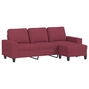 vidaXL Canap&eacute; &agrave; 3 places avec repose-pieds Rouge bordeaux 180 cm Tissu