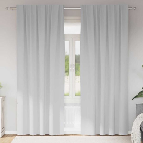 vidaXL Rideaux occultants avec anneaux 2 pcs Gris p&acirc;le 245 x 140 cm