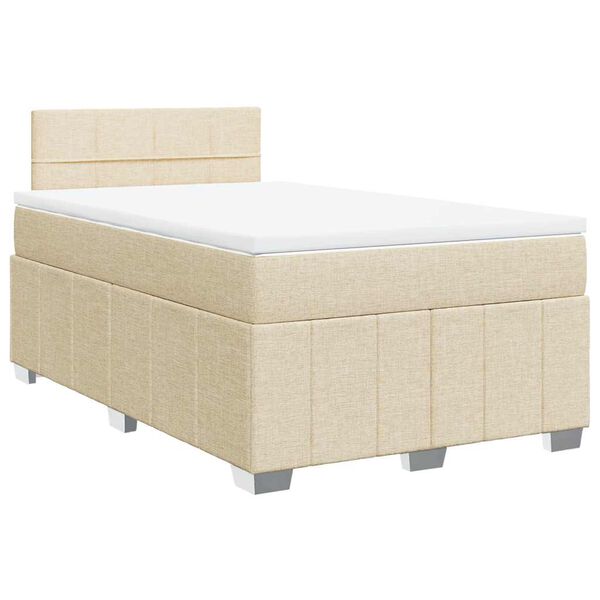 vidaXL Sommier &agrave; lattes de lit avec matelas Cr&egrave;me 120x200 cm Tissu