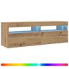 vidaXL Meuble TV avec lumi&egrave;res LED ch&ecirc;ne artisanal bois d'ing&eacute;nierie