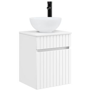 vidaXL Meuble de lavabo mural Blanc 39 x 35 x 63 cm Bois d'ing&eacute;nierie