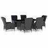 vidaXL Ensemble &agrave; manger d'ext&eacute;rieur 7pcs et coussins rotin gris fonc&eacute;