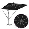 vidaXL Parasol banane &agrave; m&acirc;t d&eacute;port&eacute; Noir 249 x 249 x 250 cm