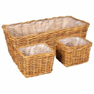 vidaXL Panier de plantation GENDT 3 pi&egrave;ces Brun Naturel Rattan Kubu