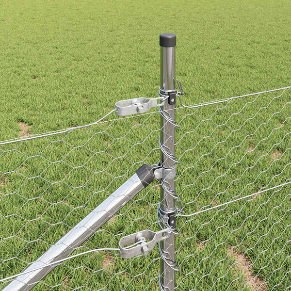 vidaXL Poteau de cl&ocirc;ture. Argent&eacute; 100 x 1 m (maillage de 36 mm) Acier