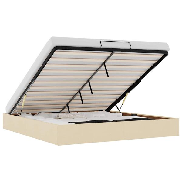 VidaXL Cadre de lit ottoman sans matelas cr&egrave;me 180x200 cm tissu