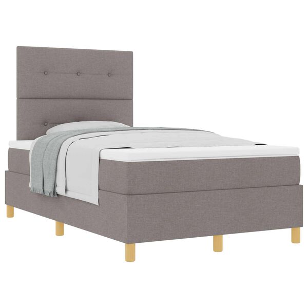 vidaXL Lit &agrave; ressorts avec matelas Taupe 120 x 190 cm tissu