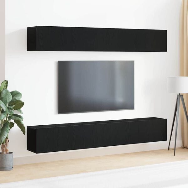 vidaXL Ensemble meuble TV 4 pcs Ch&ecirc;ne noir 100 x 30 x 30 cm