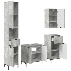vidaXL Ensemble de mobilier de salle de bain avec tiroir Gris b&eacute;ton