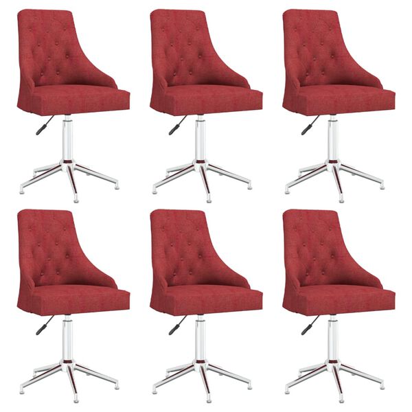 vidaXL Chaises pivotantes &agrave; manger lot de 6 Rouge bordeaux Tissu