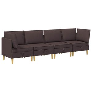 vidaXL Canap&eacute; modulaire avec rangement 4 pc Marron fonc&eacute; Tissu
