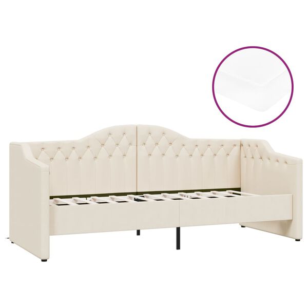 vidaXL Lit avec matelas et &eacute;clairage USB Cr&egrave;me Tissu 90x200 cm